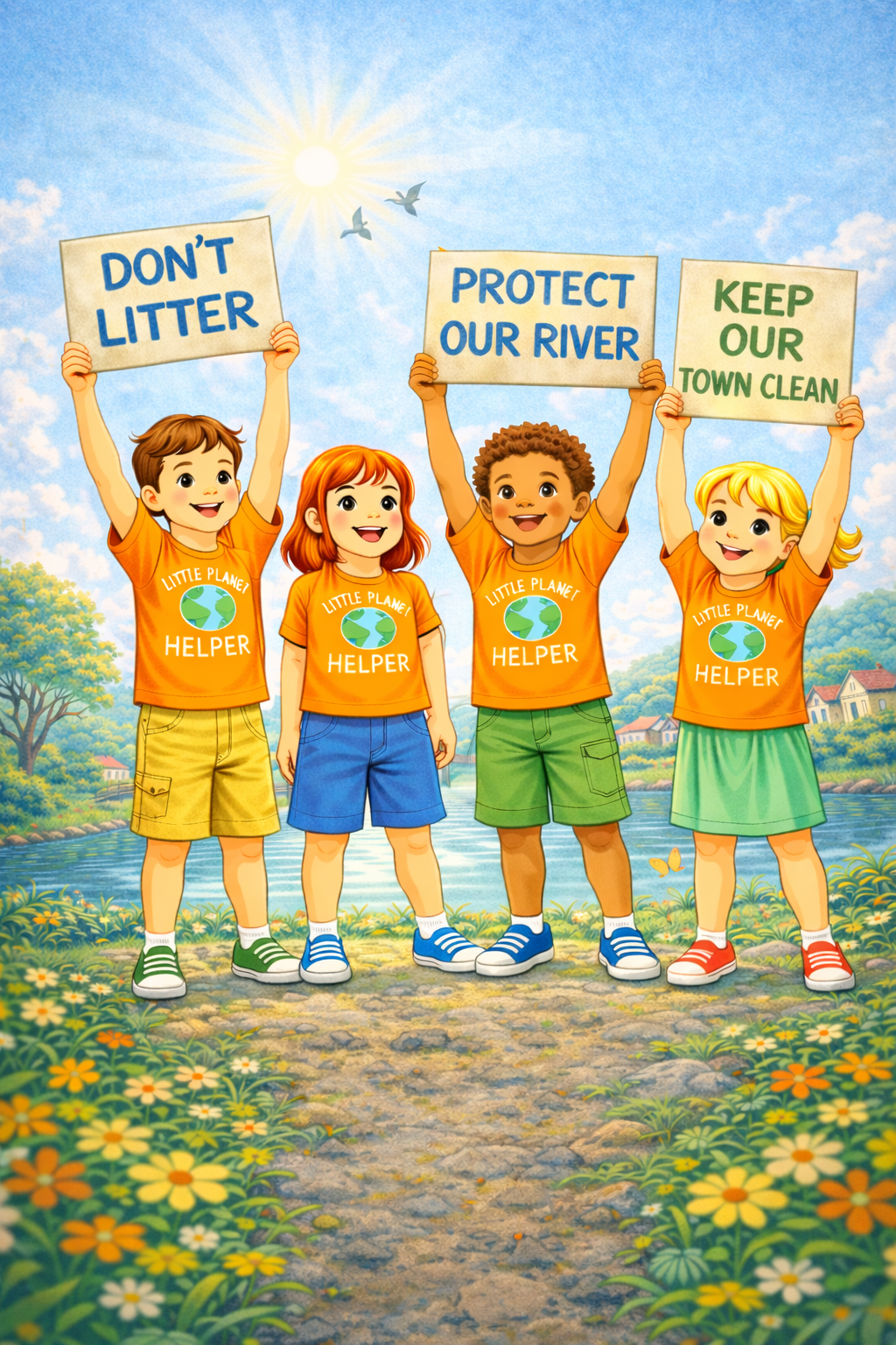 Kimmy and friends being photographed after cleaning