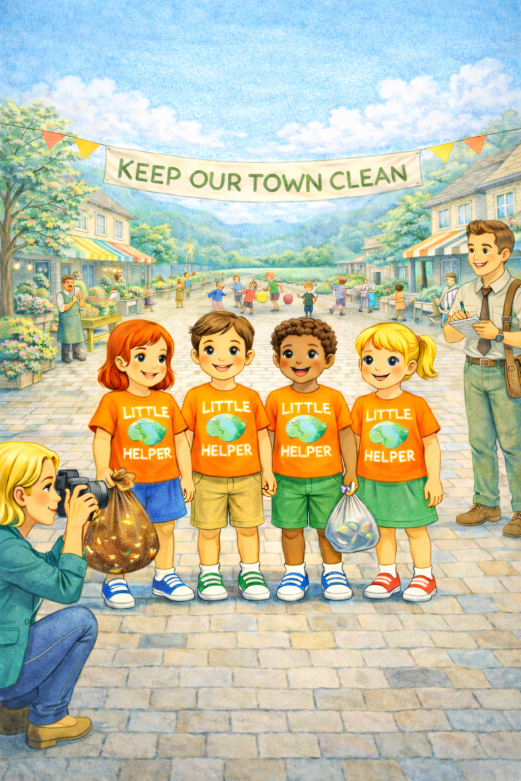 Kimmy and friends helping keep the town clean
